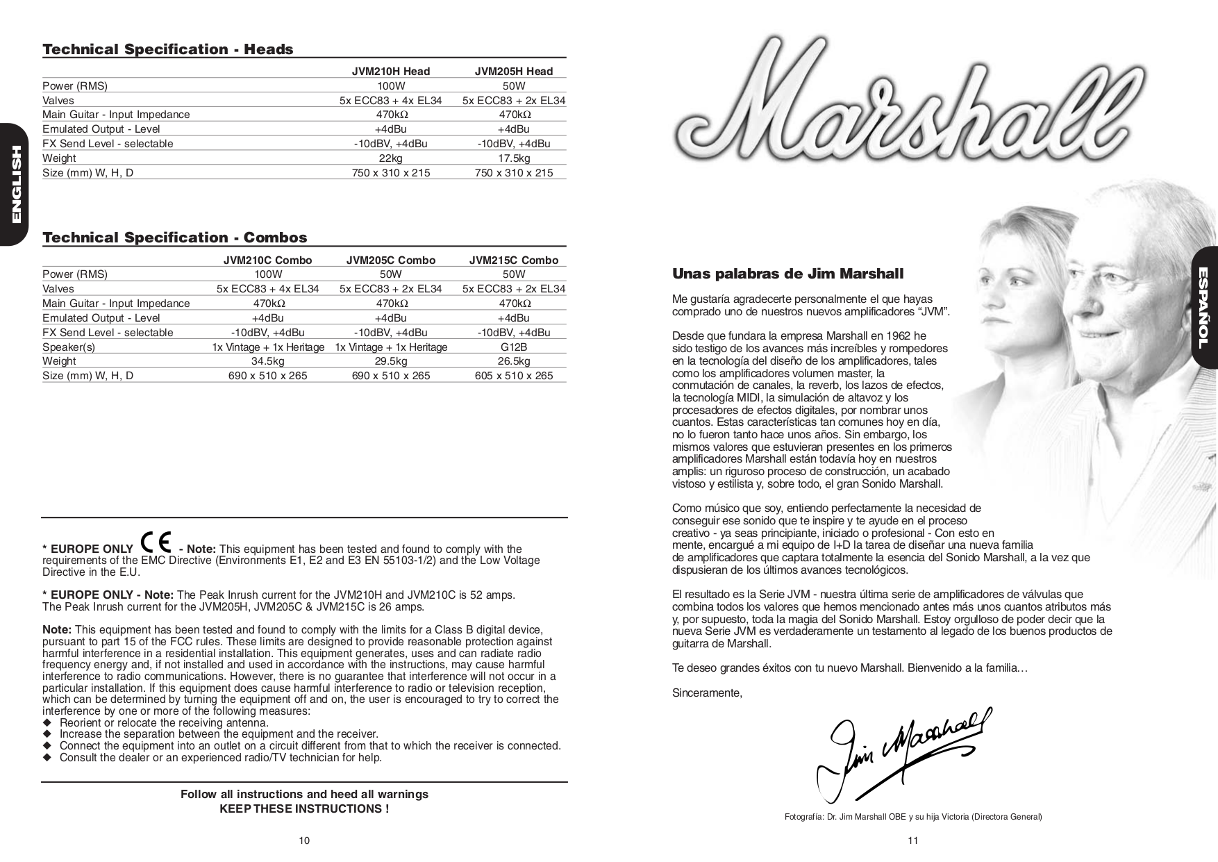 PDF manual for Marshall Amp JVM210C